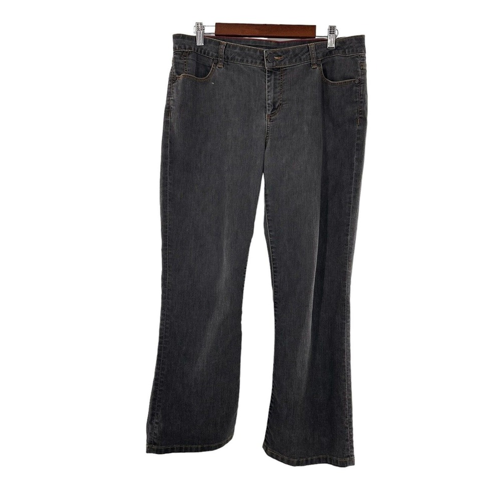 Talbots Gray Bootcut Jeans W32"‎ L28" Embroidered Crest Denim Stretch Charcoal